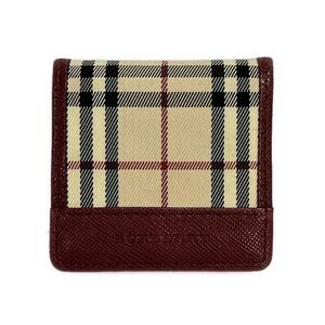 Burberry Coin Case Bordeaux Beige Black Nylon Leather